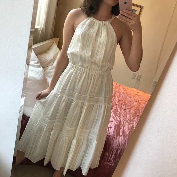 Rebecca Taylor White Striped Tiered Halter Dress 8 - Picture 8 of 8